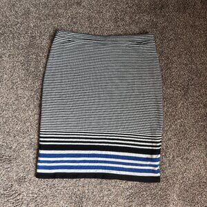 Max Studio Jersey Striped Bodycon Stretchy Lined Pencil Skirt, Size Medium